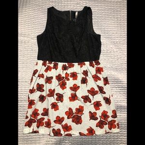 Kensie Fit & Flare Lace Top Short Sleeve Dress